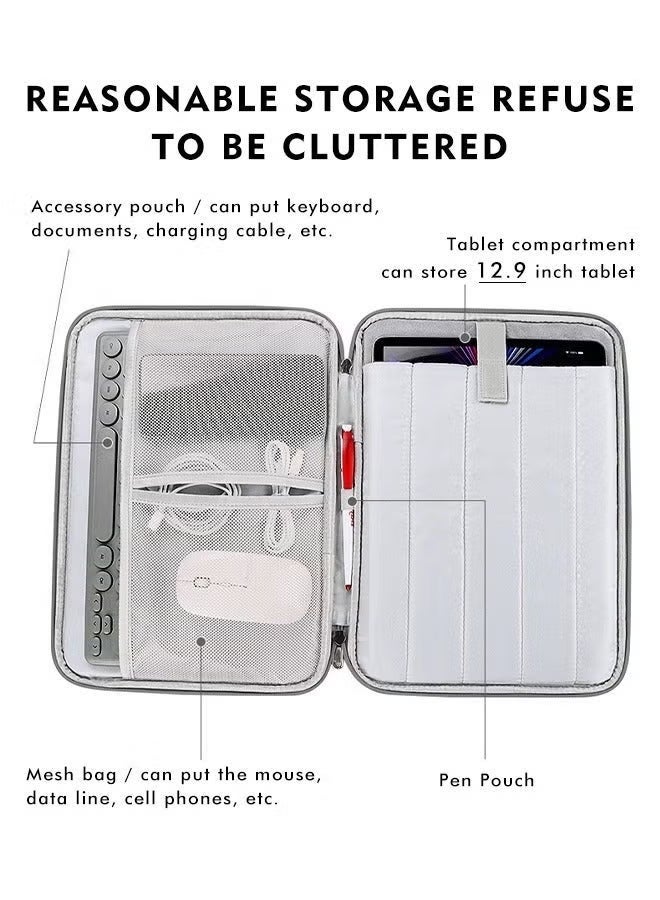 Nadrab 12.9 Inch Waterproof  Tablet Sleeve Bag, Leather Padded Laptop Briefcase, Handle Carrying Case, can be divided into partitions to store MacBook Air, iPad, mouse and data cables, etc. - Image 4